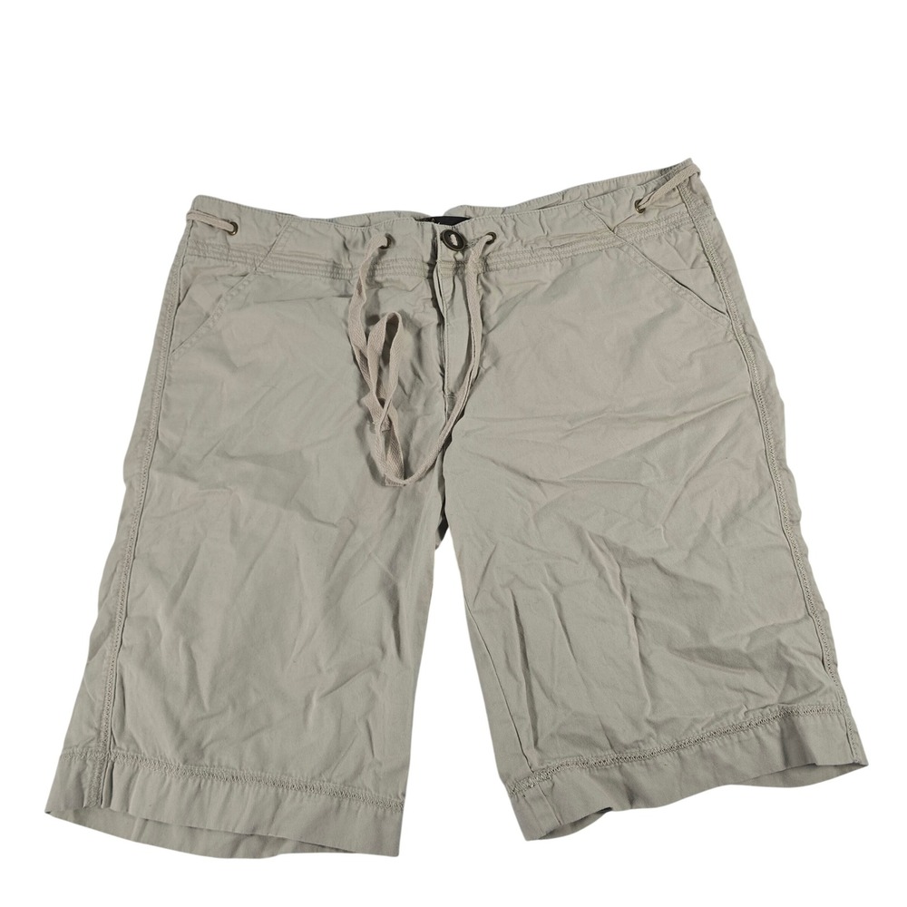 Prana Womens Khaki Bermuda Hiking Shorts Drawstring Waist Size 14 Tan Utility